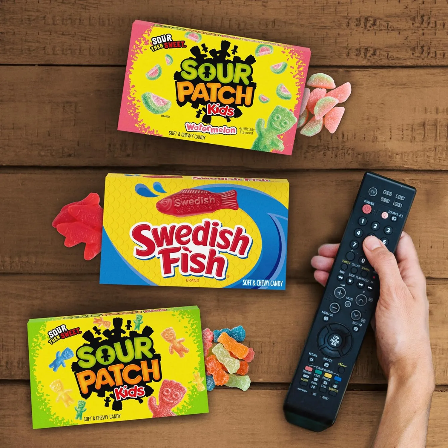 SOUR PATCH KIDS and SWEDISH FISH Soft & Chewy Candy Variety Pack, Bulk Candy, Mothers Day Candy, 15 Boxes