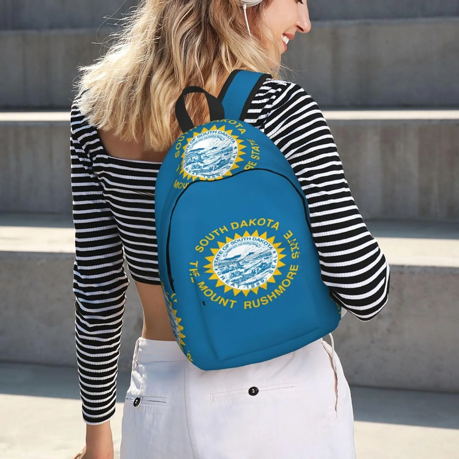 South Dakota Flag print Large Laptop Backpack for Women, Work Business Backpacks College Bookbag for School