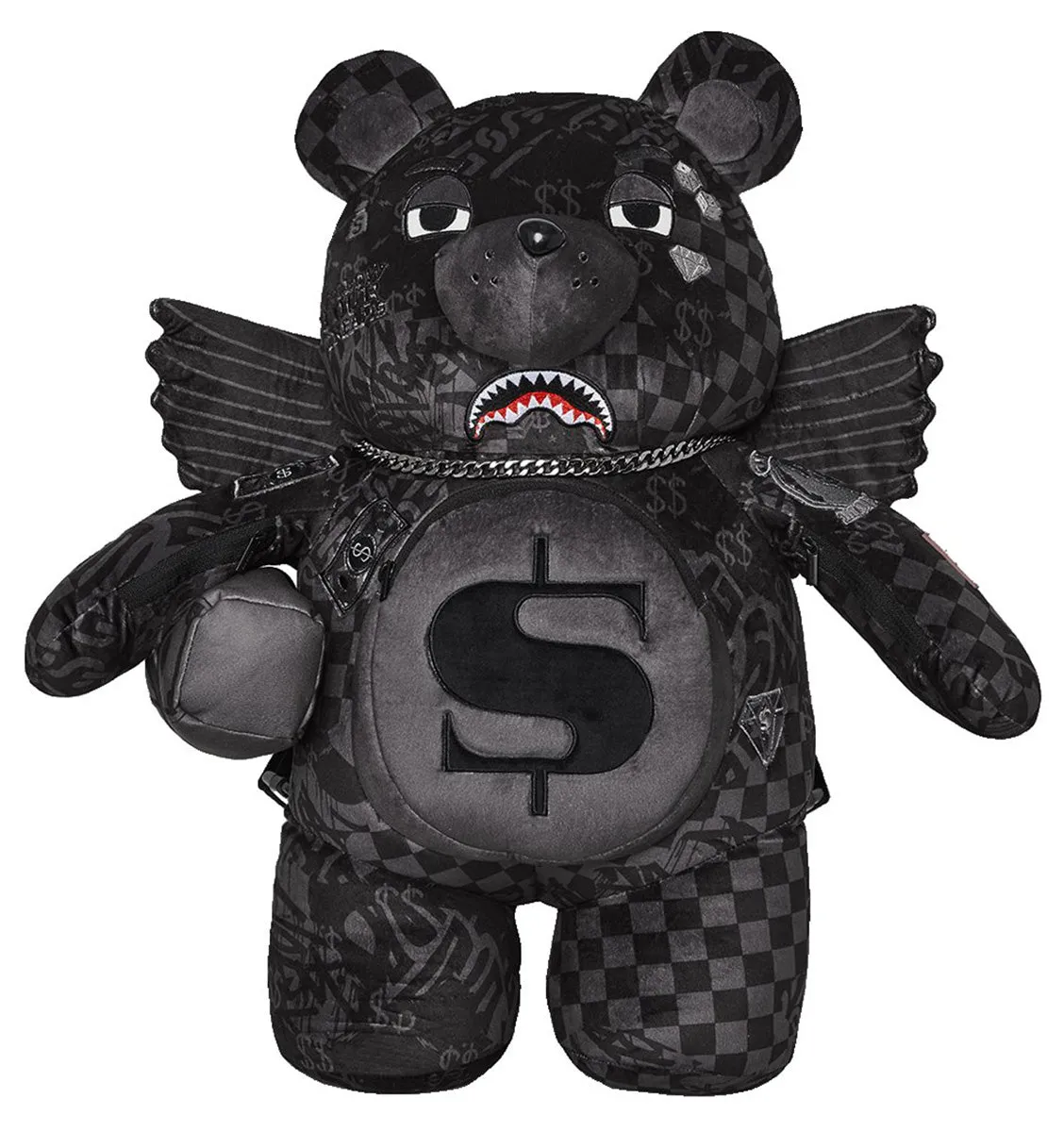Sprayground 3am Moneybear In Black Grey Check