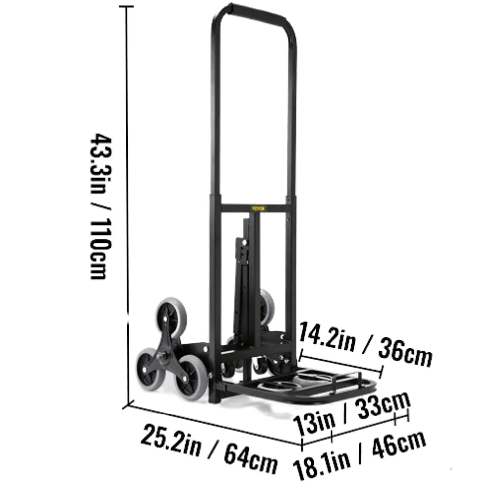 Stair Climbing Cart Folding Trolley Heavy Duty with Dual Handles Truck Frame