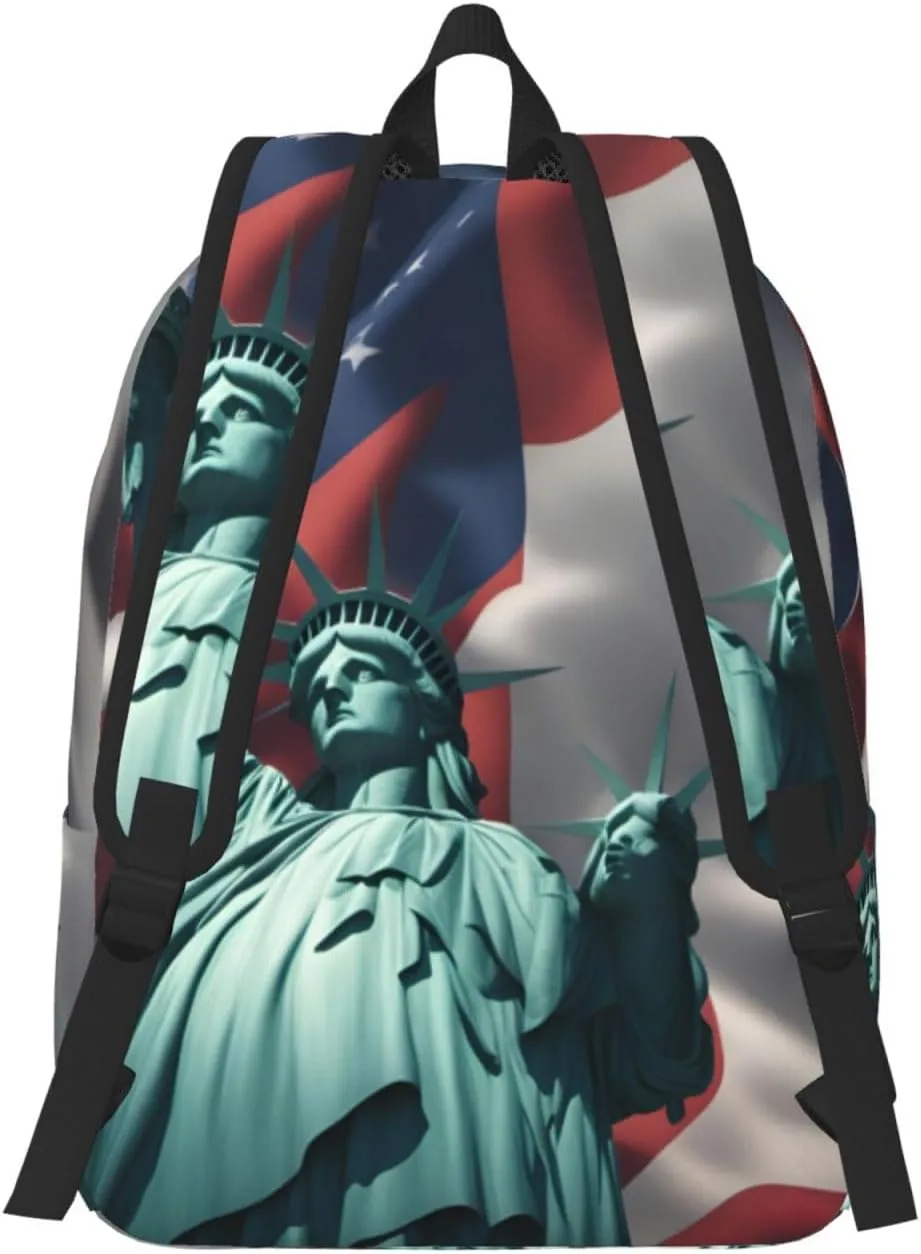 Statue of Liberty Flag print Large Laptop Backpack for Women, Work Business Backpacks College Bookbag for School