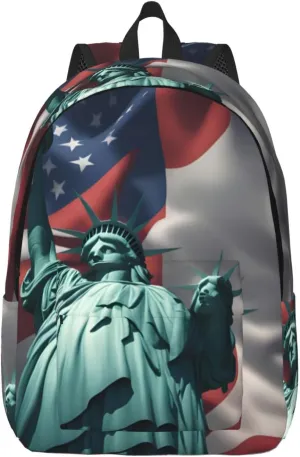 Statue of Liberty Flag print Large Laptop Backpack for Women, Work Business Backpacks College Bookbag for School