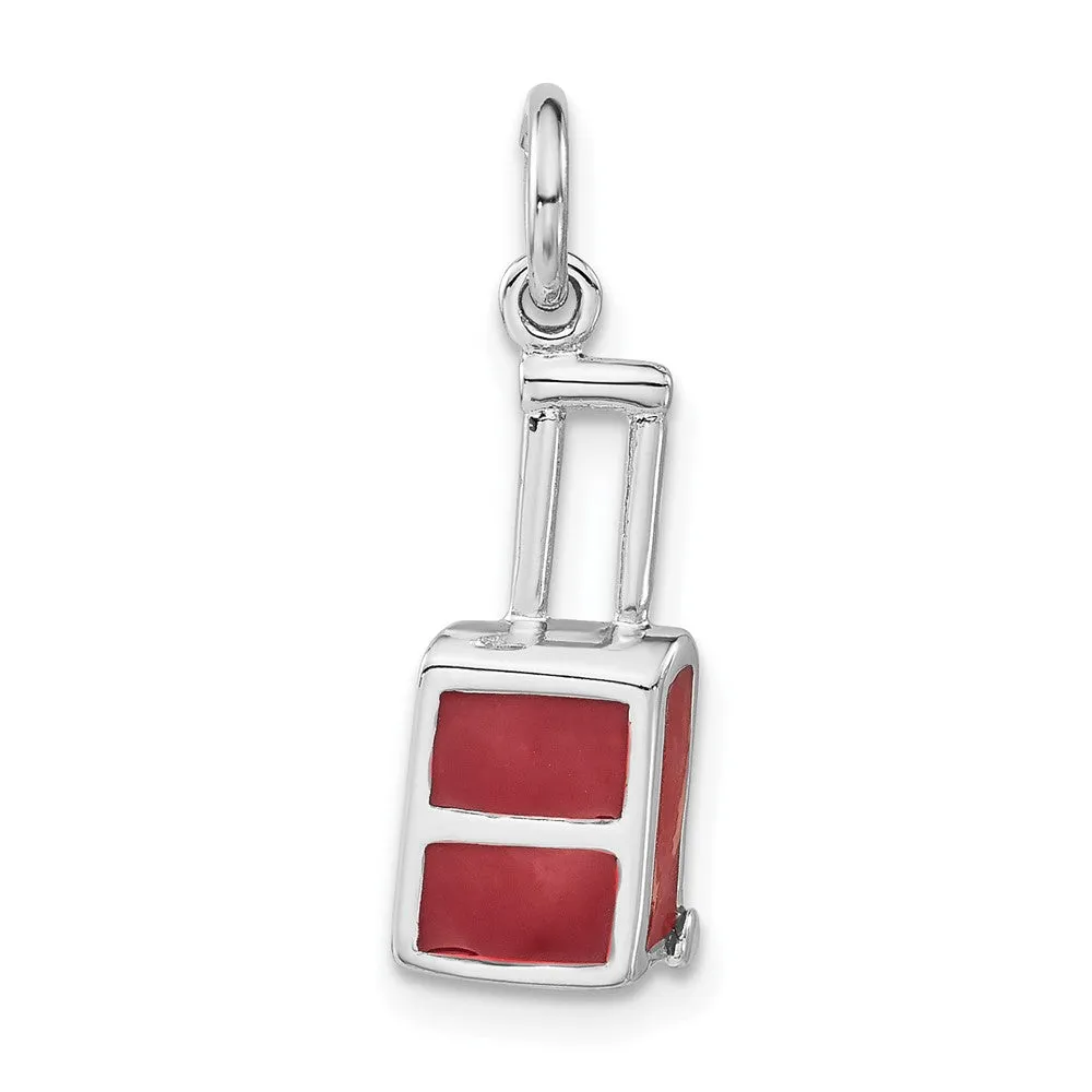 Sterling Silver Red Enameled Luggage Charm