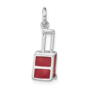 Sterling Silver Red Enameled Luggage Charm