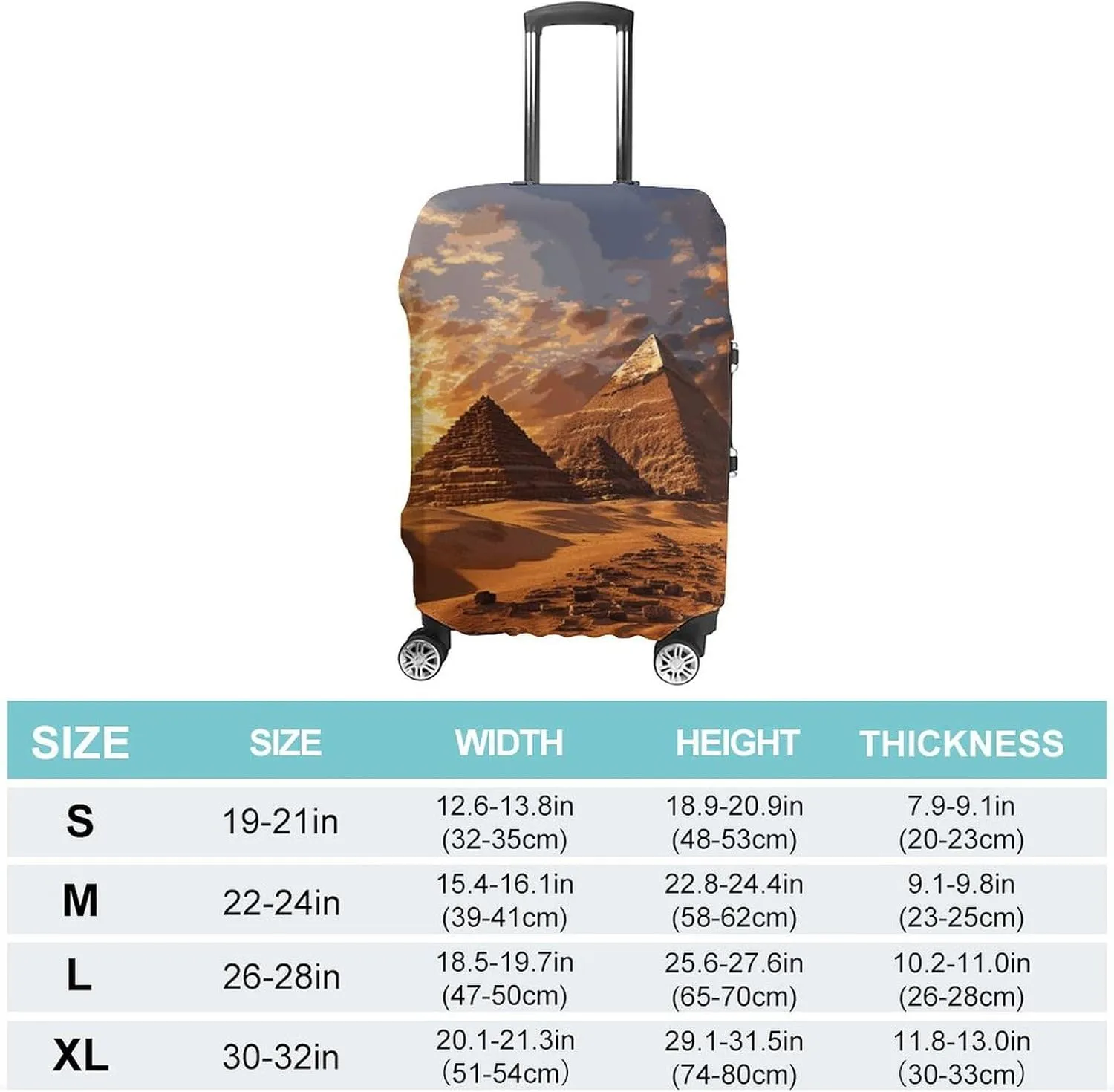 Suitcase Covers for Luggage Egyptian Pyramids Fashion Luggage Cover Washable Protector Waterproof Suitcase Cover Anti-scratch Travel Suitcases Covers Case for 19-32 Inch Luggages L