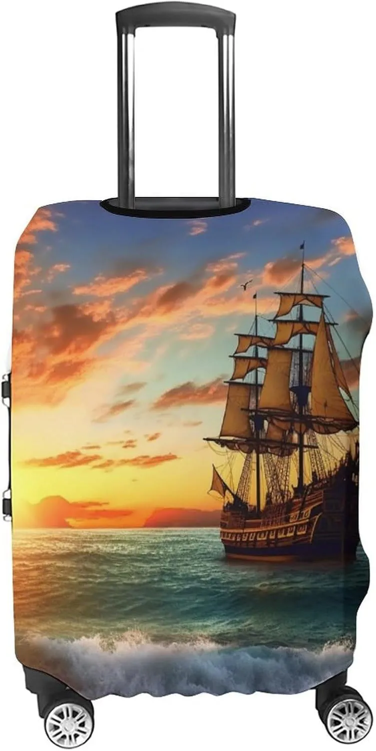 Suitcase Covers for Luggage Pirate Ship in The Sunset Fashion Luggage Cover Washable Protector Waterproof Suitcase Cover Anti-scratch Travel Suitcases Covers Case for 19-32 Inch Luggages M