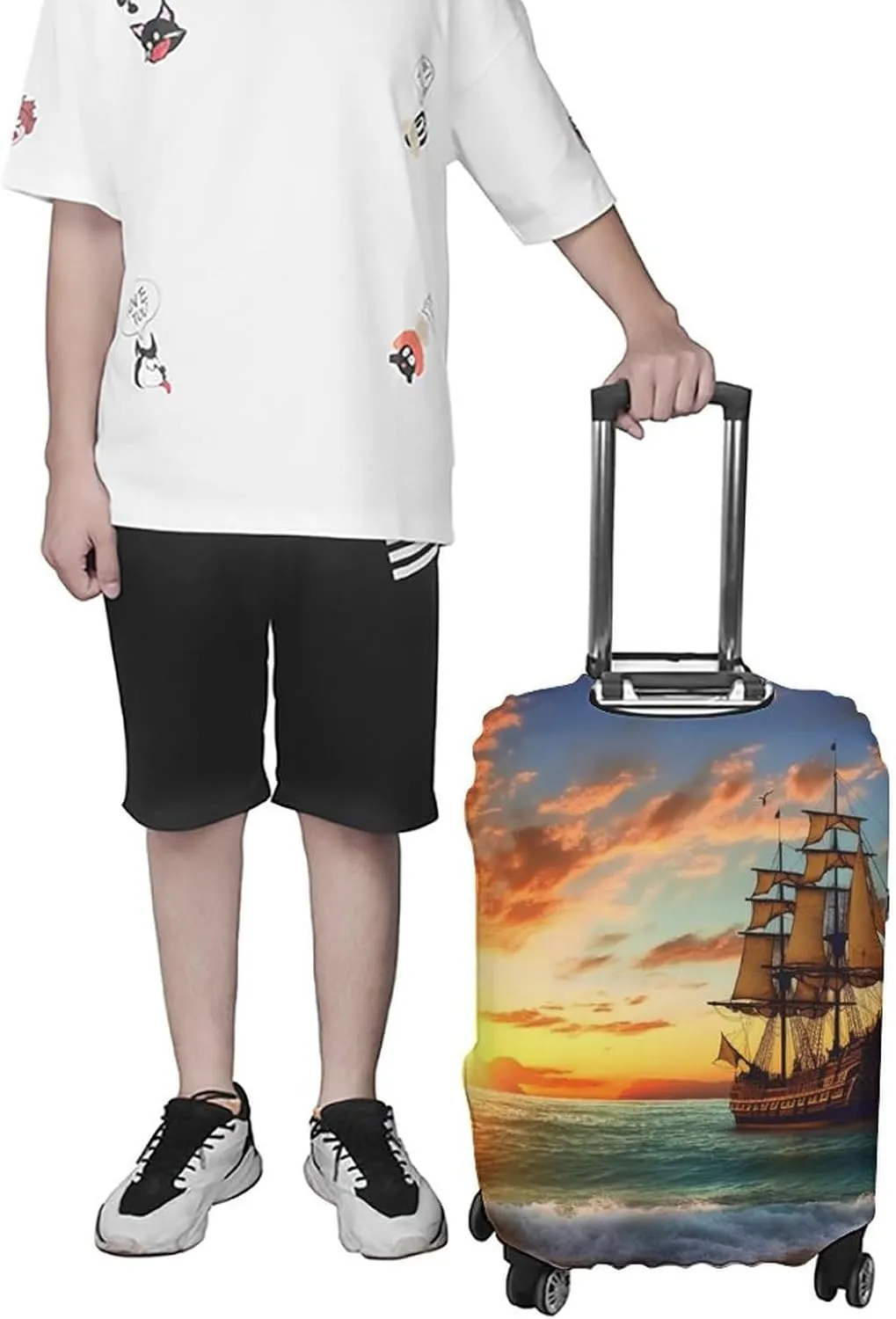 Suitcase Covers for Luggage Pirate Ship in The Sunset Fashion Luggage Cover Washable Protector Waterproof Suitcase Cover Anti-scratch Travel Suitcases Covers Case for 19-32 Inch Luggages M