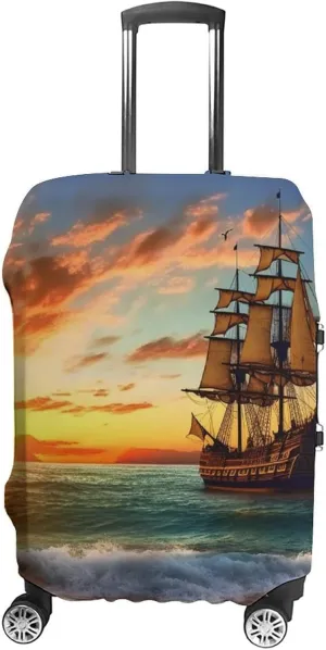 Suitcase Covers for Luggage Pirate Ship in The Sunset Fashion Luggage Cover Washable Protector Waterproof Suitcase Cover Anti-scratch Travel Suitcases Covers Case for 19-32 Inch Luggages M