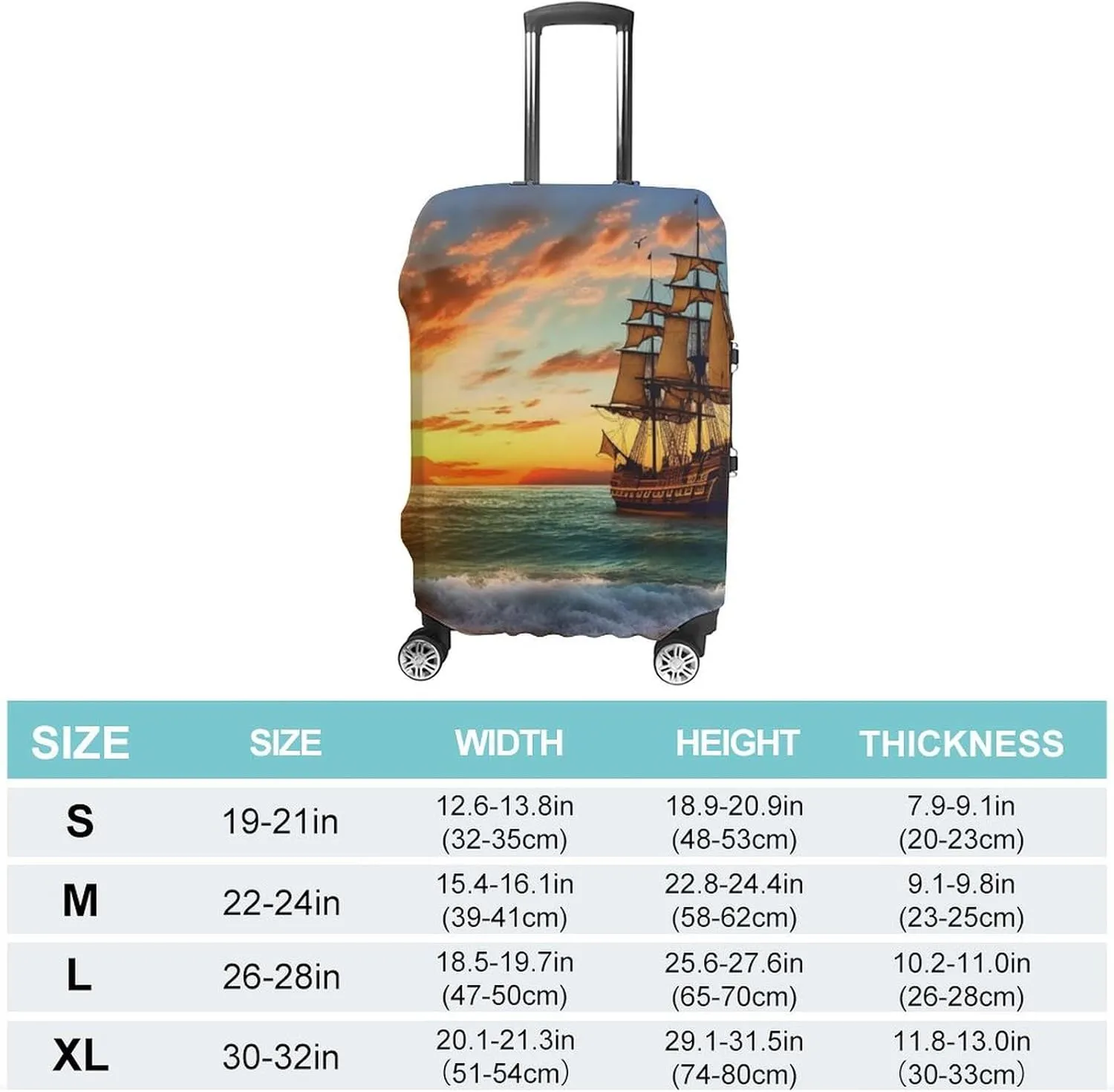 Suitcase Covers for Luggage Pirate Ship in The Sunset Fashion Luggage Cover Washable Protector Waterproof Suitcase Cover Anti-scratch Travel Suitcases Covers Case for 19-32 Inch Luggages M