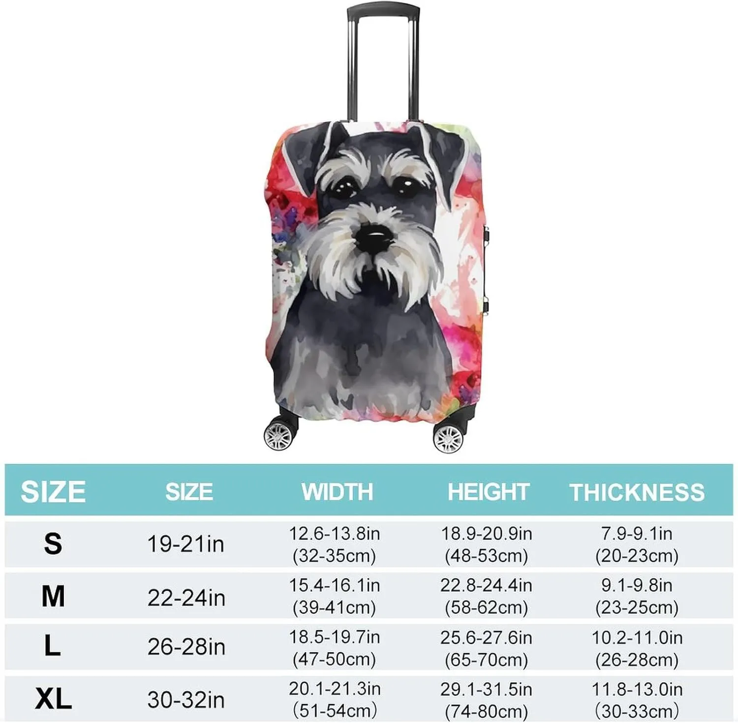 Suitcase Covers for Luggage Schnauzer Fashion Luggage Cover Washable Protector Waterproof Suitcase Cover Anti-scratch Travel Suitcases Covers Case for 19-32 Inch Luggages XL