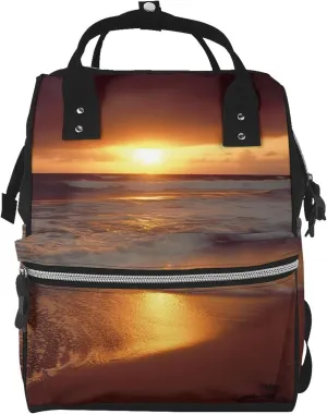 Sunset beach Diaper Bag Backpack for Women Waterproof Mummy Backpack Large Nappy Bag Nursing Bag