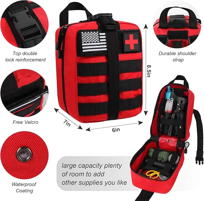 Survival Kit, 290Pcs Survival Gear First Aid Kit Emergency Tent, Camping Essentials Emergency Kit Accessories for Earthquake, Outdoor Adventure, Hiking, Hunting, Gifts for Men Women