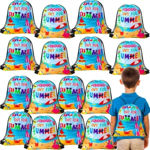 Sweetude 24 Pcs School's out for Summer Drawstring Backpack End of Year Favors Bags Graduation Gift Bags for School Classroom Summer Vacation Party Celebration Decor