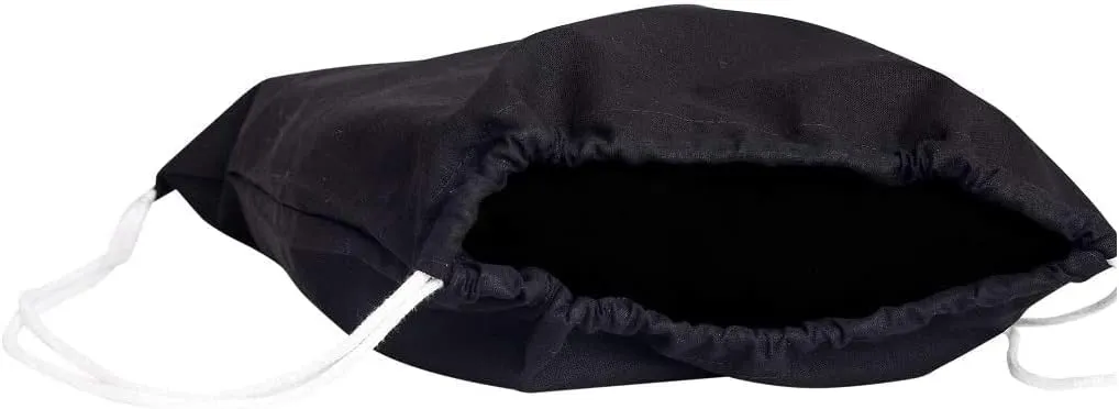 TBF (12 Pack) Set of 12 Durable Cotton Canvas Drawstring Backpack Bags 14" W x 16" H (Black)