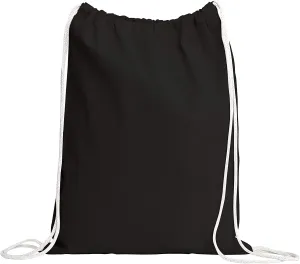 TBF (12 Pack) Set of 12 Durable Cotton Canvas Drawstring Backpack Bags 14" W x 16" H (Black)