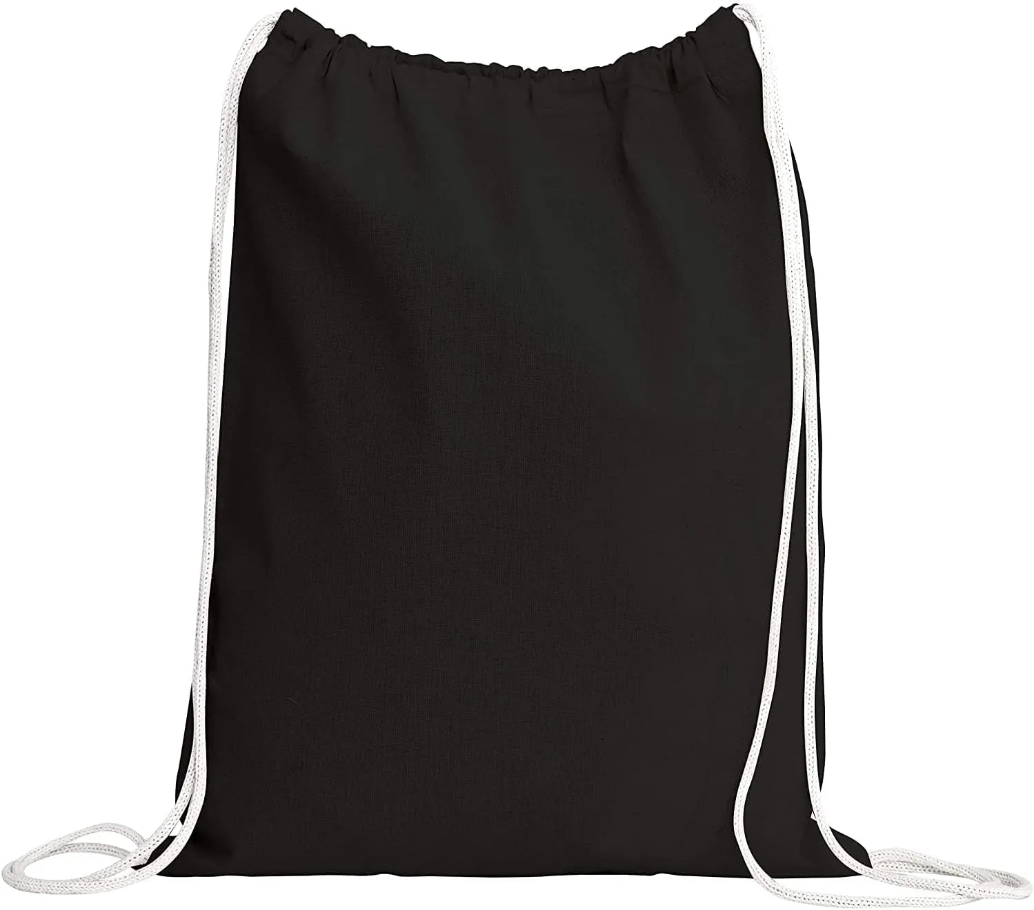 TBF (12 Pack) Set of 12 Durable Cotton Canvas Drawstring Backpack Bags 14" W x 16" H (Black)