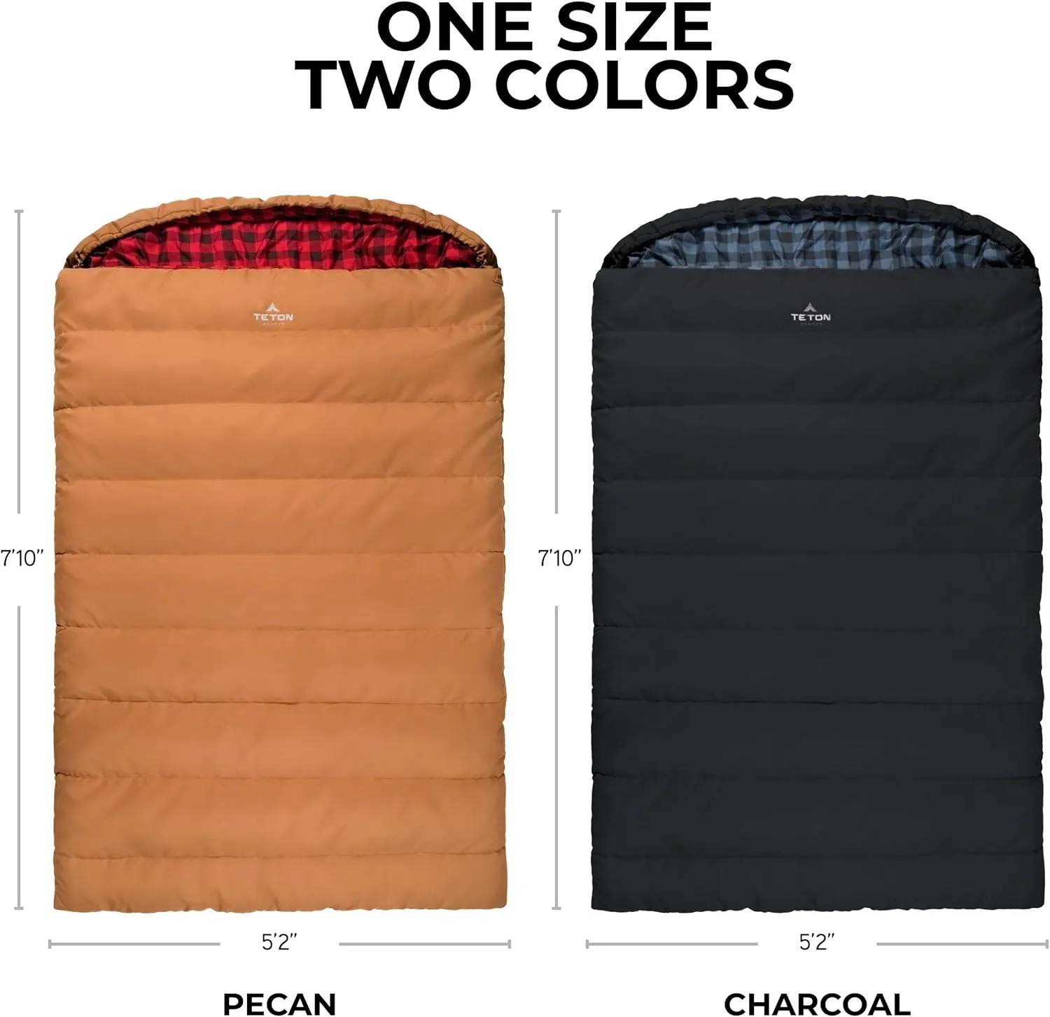 TETON Mammoth, 20 Degree and 0 Degree Sleeping Bags, Double Sleeping Bag, A Warm Bag the Whole Family can Enjoy. Great Sleeping Bag for Camping, Hunting and Base Camp. Compression Sack Included