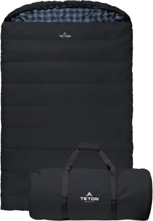 TETON Mammoth, 20 Degree and 0 Degree Sleeping Bags, Double Sleeping Bag, A Warm Bag the Whole Family can Enjoy. Great Sleeping Bag for Camping, Hunting and Base Camp. Compression Sack Included