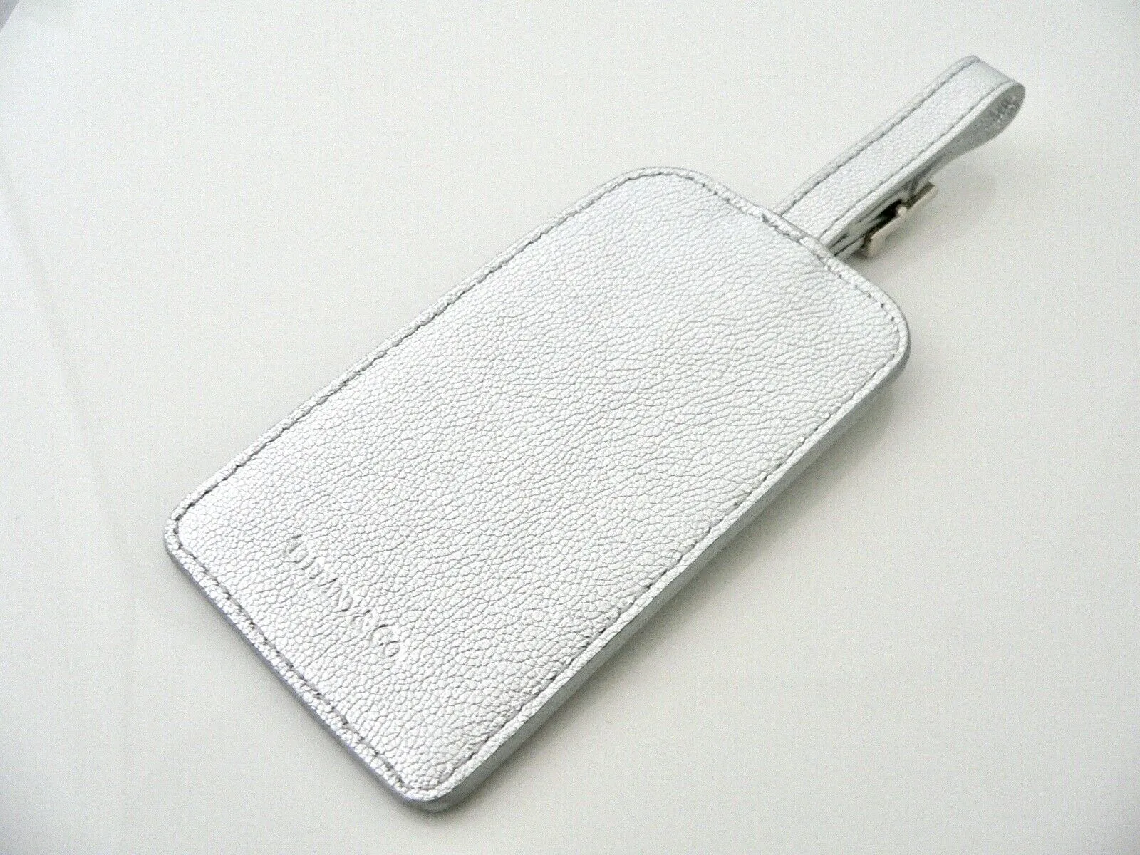 Tiffany & Co Silver Leather Luggage Tag Textured Gift Golf Bag Tag Traveler Cool