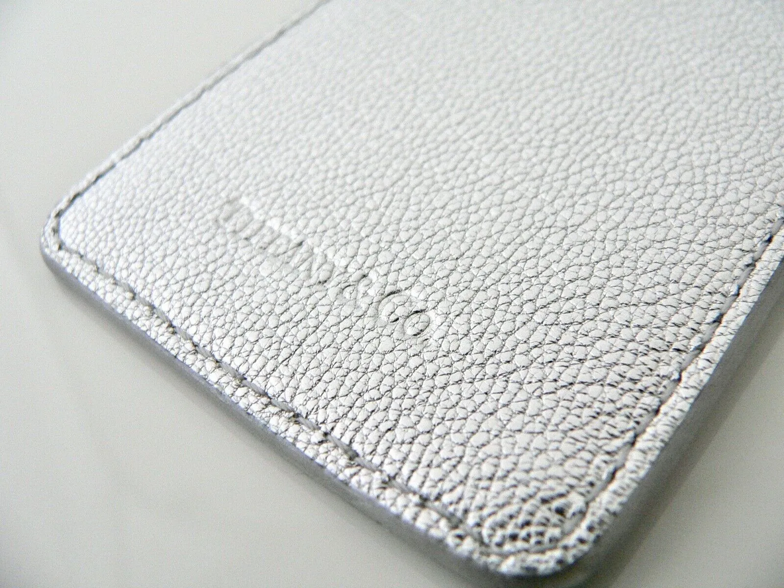 Tiffany & Co Silver Leather Luggage Tag Textured Gift Golf Bag Tag Traveler Cool
