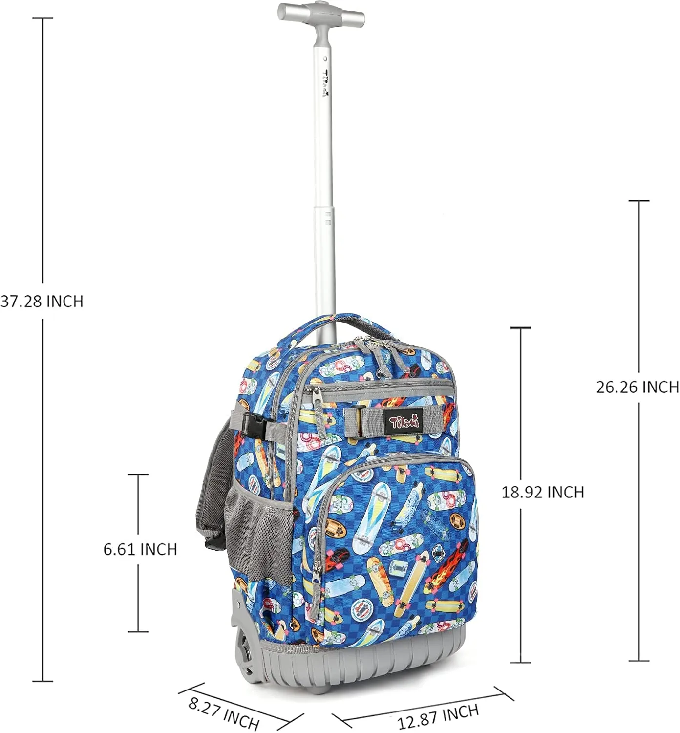 Tilami Rolling Backpack Armor Luggage School Travel Book Laptop 18 Inch Multifunction Wheeled Backpack Students, Skateboard