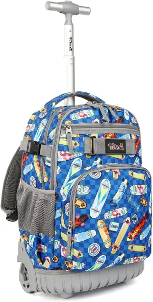 Tilami Rolling Backpack Armor Luggage School Travel Book Laptop 18 Inch Multifunction Wheeled Backpack Students, Skateboard