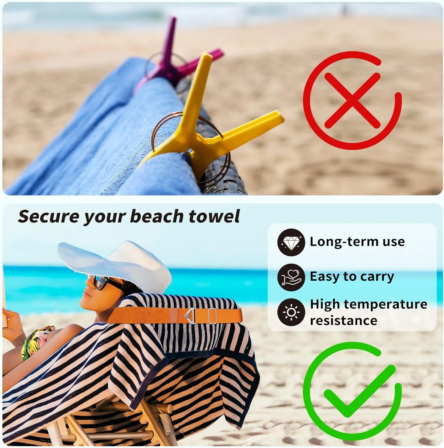 TOOVREN 2-in-1 Travel Belt for Luggage Straps Add a Bag Bungees Suitcase Luggage Strap Over Handle Suitcases Belt for Carry On Bag Adjustable Backpack Attachment Airport Travel Accessories Orange