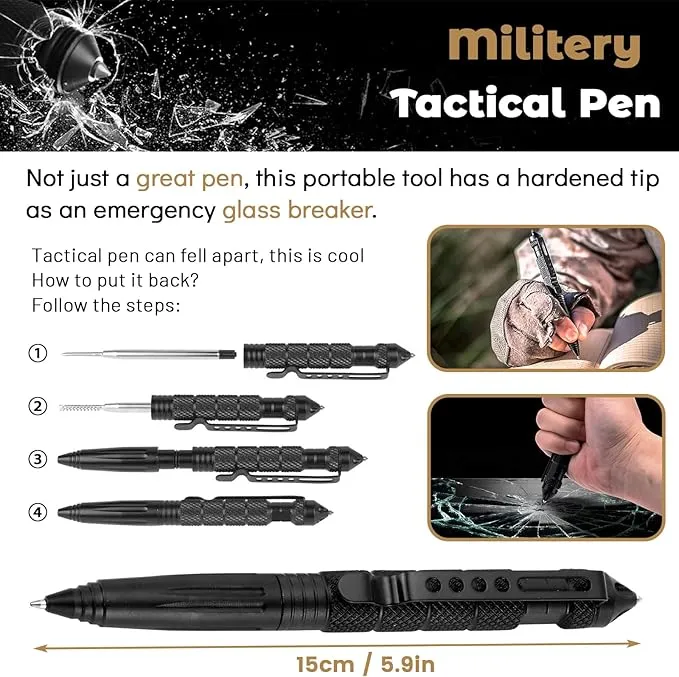 Tourniquet Kit, Upgrade Tactical Single-Handed Spinning Tourniquet with Metal Rod, TQ Tourniquet Tactical Pen Medical Shear Pouch Holder Tourniquet Kit for Outdoor Camping Hiking (Black)