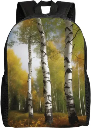 Travel Backpack Birch Trees Laptop Backpack 16.1in Lightweight Hiking Daypack Computer Bag Gift for Women Men