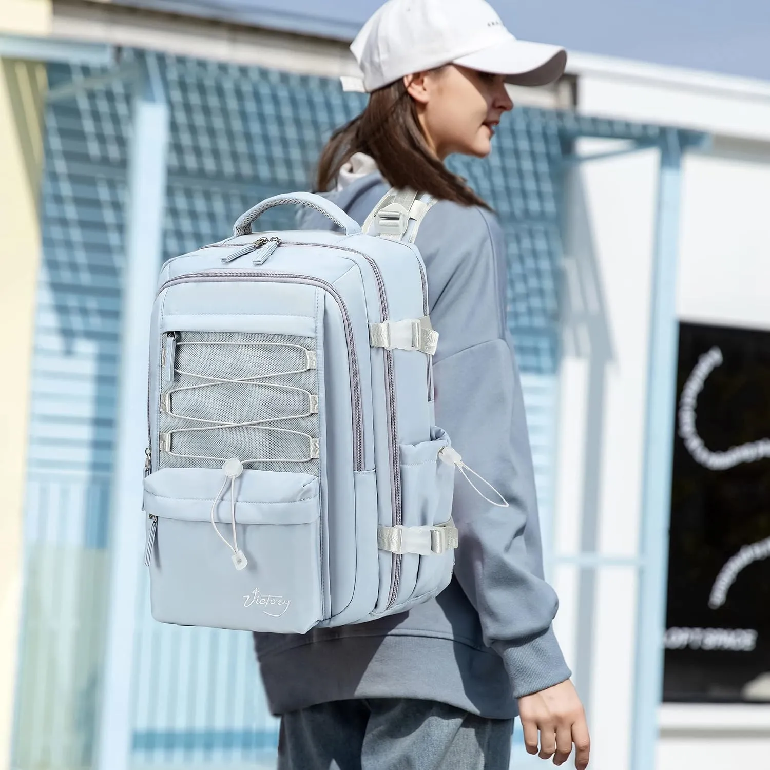 Travel Backpack for Women Men 15.6 Inch Laptop Backpacks with USB Port Carry on Backpack Flight Approved Large Back Pack College Bookbags Outdoor Sports Hiking Rucksack Casual Daypack ( Blue)