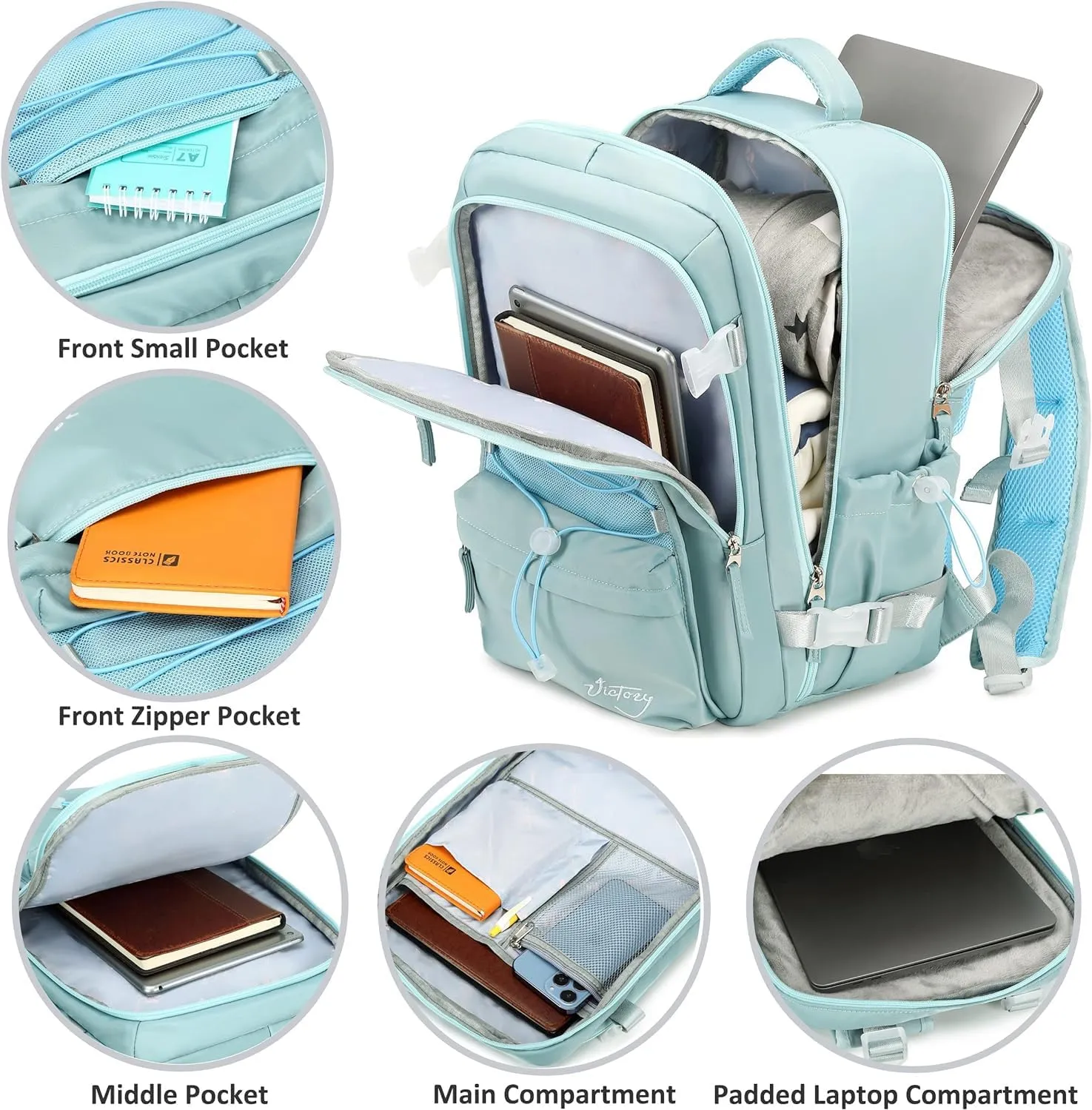 Travel Backpack for Women Men 15.6 Inch Laptop Backpacks with USB Port Carry on Backpack Flight Approved Large Back Pack College Bookbags Outdoor Sports Hiking Rucksack Casual Daypack (Green)