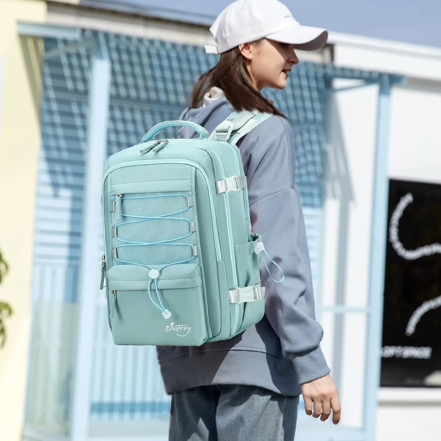 Travel Backpack for Women Men 15.6 Inch Laptop Backpacks with USB Port Carry on Backpack Flight Approved Large Back Pack College Bookbags Outdoor Sports Hiking Rucksack Casual Daypack (Green)