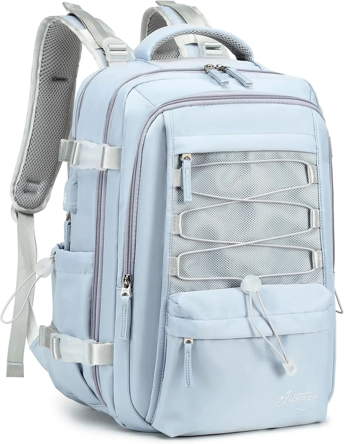 Travel Backpack for Women Men 15.6 Inch Laptop Backpacks with USB Port Carry on Bag Airline Approved Large College School Bookbags Waterproof Work Business Sport Rucksack Casual Daypack (Blue)
