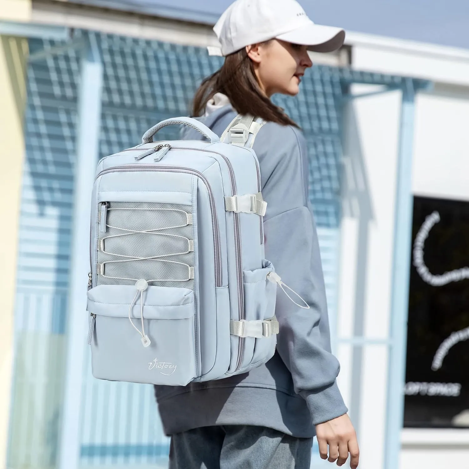 Travel Backpack for Women Men 15.6 Inch Laptop Backpacks with USB Port Carry on Bag Airline Approved Large College School Bookbags Waterproof Work Business Sport Rucksack Casual Daypack (Blue)
