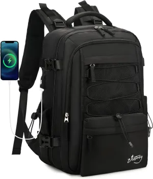 Travel Backpack for Women Men 17 Inch Laptop Backpacks with USB Port Carry on Bag Airline Approved Large College School Bookbags Waterproof Work Business Sport Rucksack Casual Daypack (Black)
