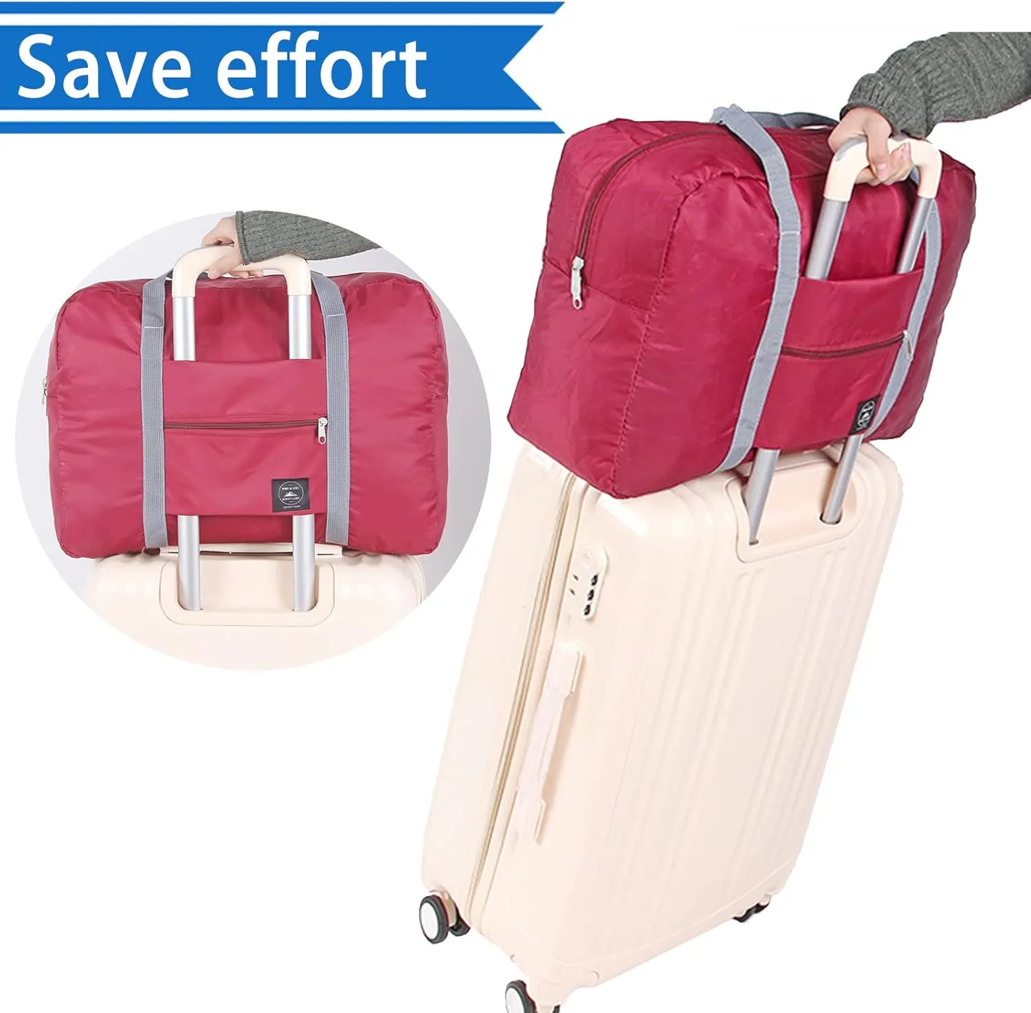 Travel Bag 12 Packes Carry on Luggage Foldable Duffel Bag Sports Gym Bag Weekender Overnight Bag Water Resistant Nylon Travel Duffel for Men Women (Red 12PCS)