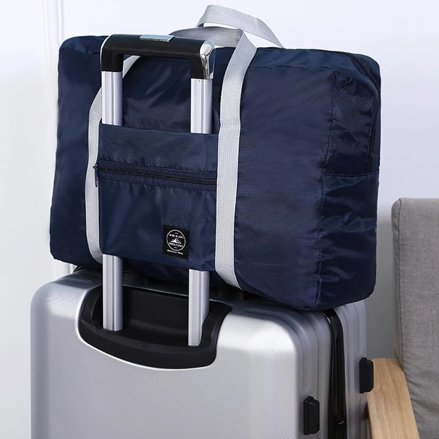 Travel Bag 24 Packes Carry on Luggage Foldable Duffel Bag Sports Gym Bag Weekender Overnight Bag Water Resistant Nylon Travel Duffel for Men Women (Blue 24PCS)