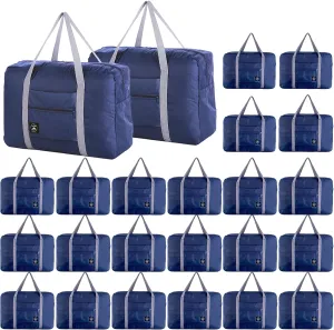 Travel Bag 24 Packes Carry on Luggage Foldable Duffel Bag Sports Gym Bag Weekender Overnight Bag Water Resistant Nylon Travel Duffel for Men Women (Blue 24PCS)