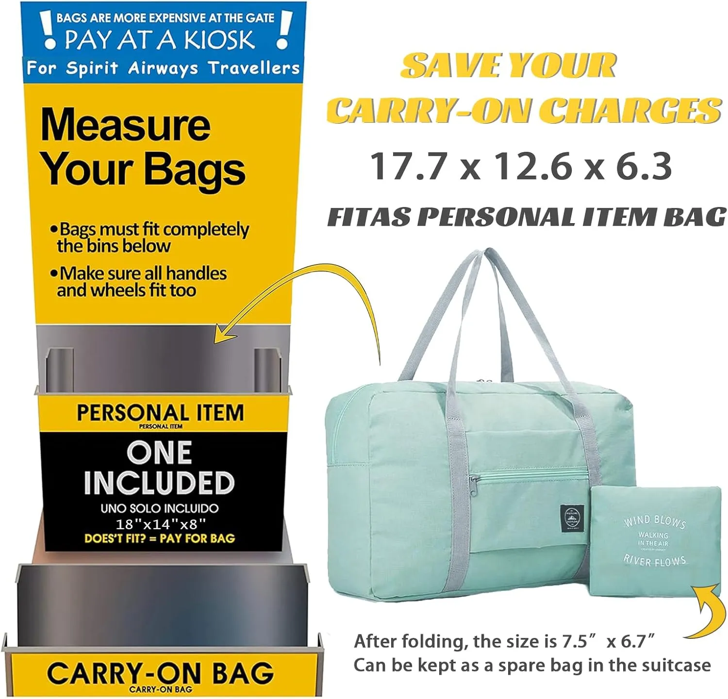Travel Bag 5Packes Carry on Luggage Foldable Duffel Bag Sports Gym Bag Weekender Overnight Bag Water Resistant Nylon Travel Duffel for Men Women (5 PCS)