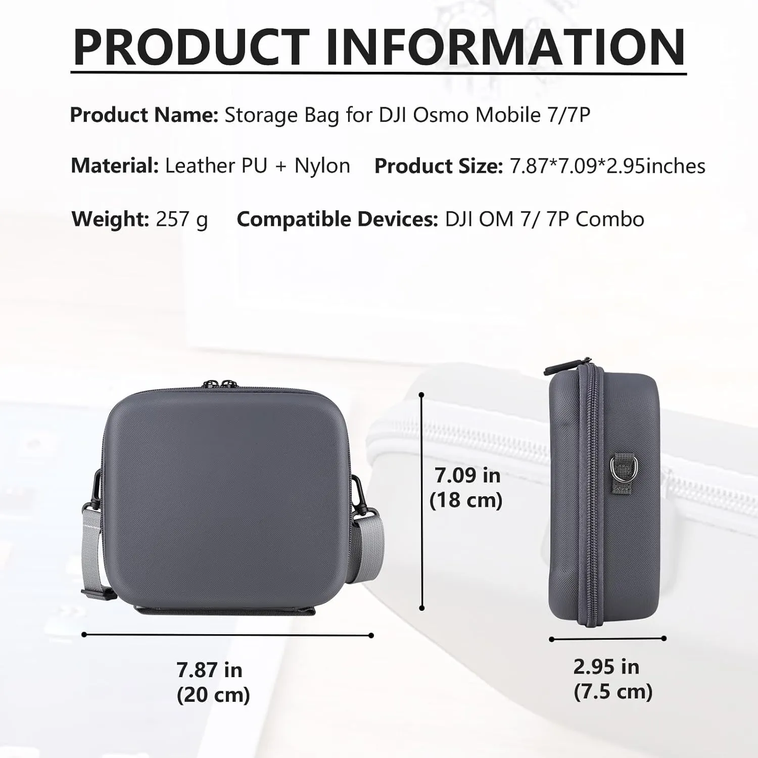 Travel Case for DJI OM 7P/ OM7 - Portable Storage Bag Hardshell Carrying Case Fits DJI Osmo Mobile 7/7P Smartphone Gimbal Stabilizer and Accessories(Grey)