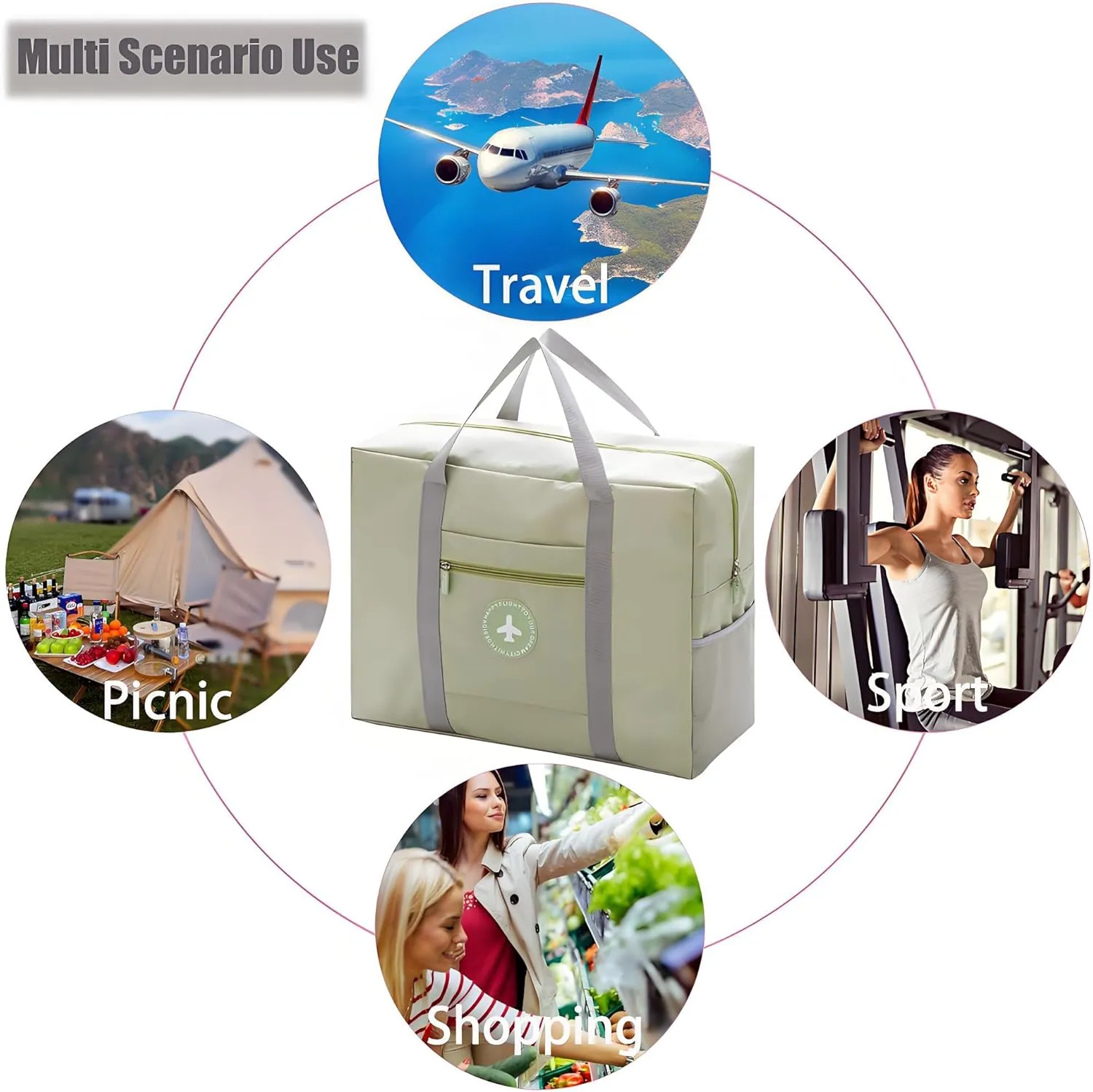 Travel Duffle Bag, Tote Carry on Luggage Bag Spirit Airlines Personal item Sports Gym Bag, Extra Large Storage Duffle Bag with Zippers and Handles,Foldable Overnight Bags for Women and Men