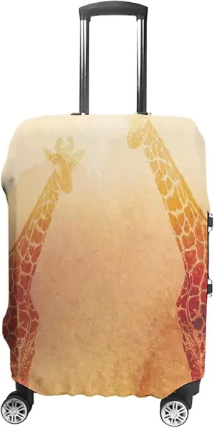Travel Luggage Cover, Animal Decor Elastic Travel Luggage Cover, Tropic African Giraffes Tallest Neck Mammal, Fits 22-24 Inch Luggage, Great For Vacation Travel, Orange