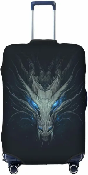 Travel Luggage Cover Suitcase Elastic Washable Stretch Dark Dragon Head Suitcase Protector Bag,Anti-Scratch Dust-Proof With Zipper Closure Baggage Covers For Wheeled Suitcase Kid Adult