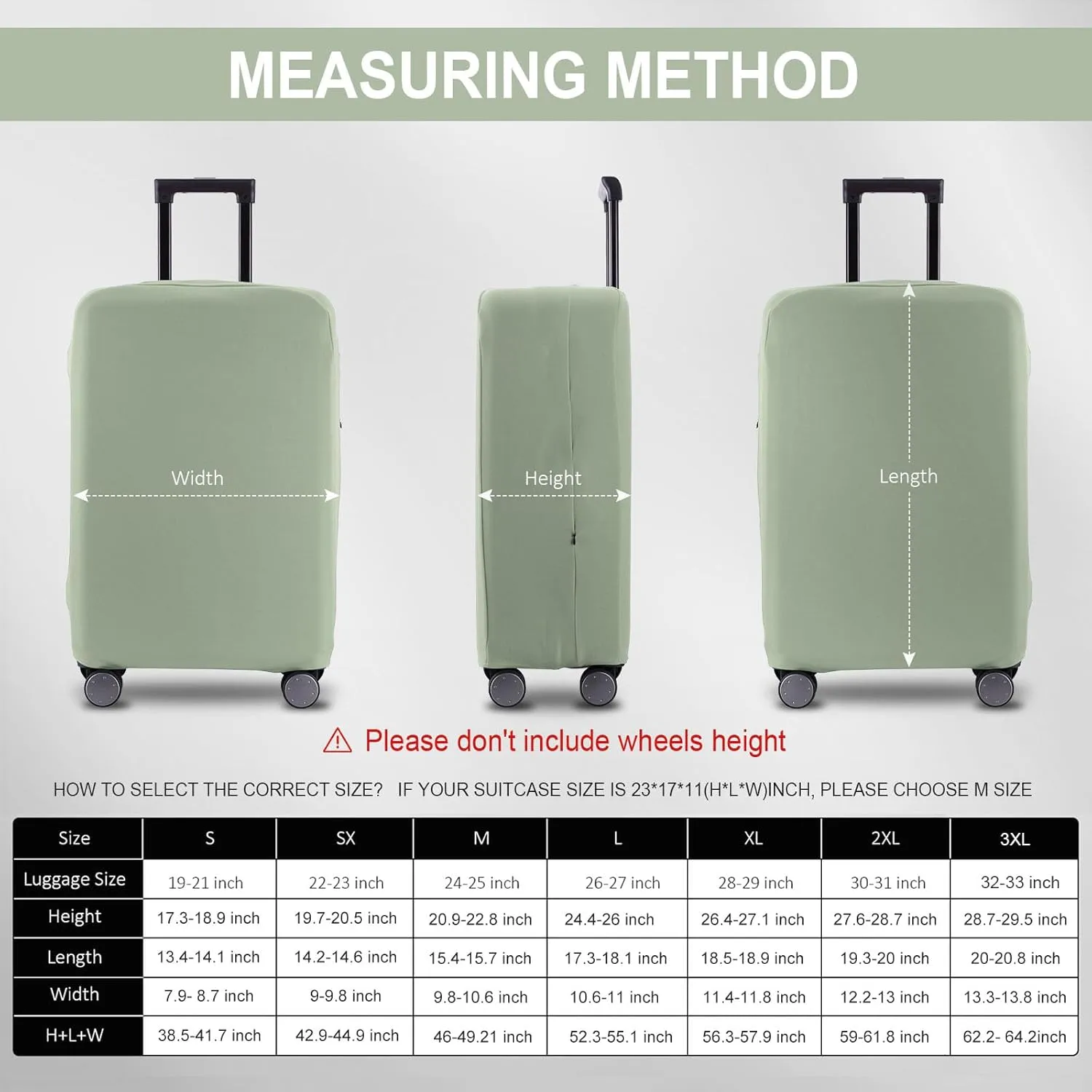 Travel Luggage Cover Suitcase Protector Scratch-Resistant Fit 19-31 Inch Suitcase, Not Included Suitcase (Cyan, S(19-21 inch))