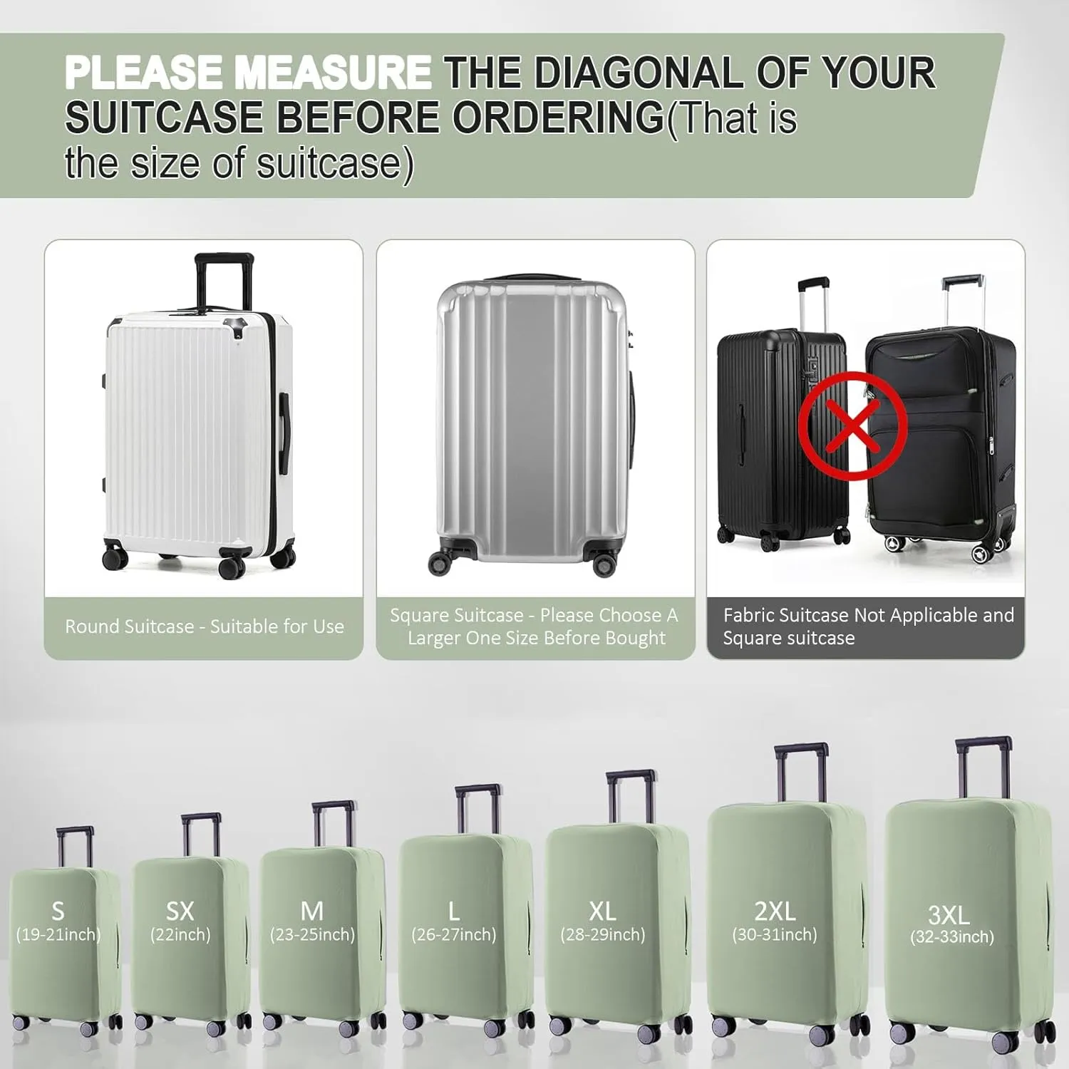 Travel Luggage Cover Suitcase Protector Scratch-Resistant Fit 19-31 Inch Suitcase, Not Included Suitcase (Cyan, S(19-21 inch))