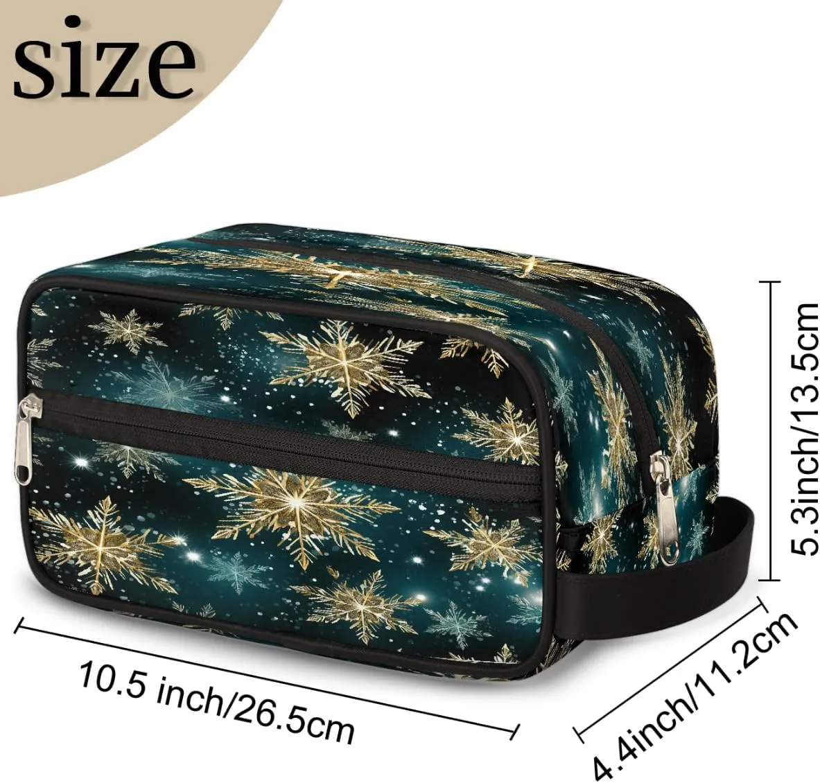 Travel Makeup Bag for Women, Portable Cosmetic Organizer Pouch, Wide Open Toiletries Travel Bag with Handle, Galaxy Snowflake