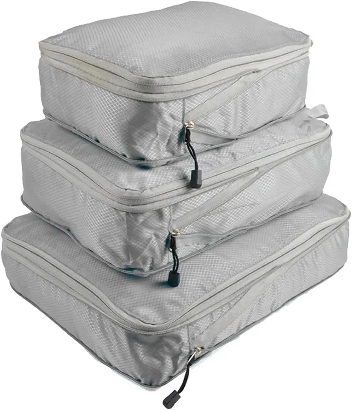 Travel Organizer Compressible Packing Box Nylon Portable Tote Bag Luggage Foldable Waterproof Suitcase Best travel must haves(Gray,3PCS Set)