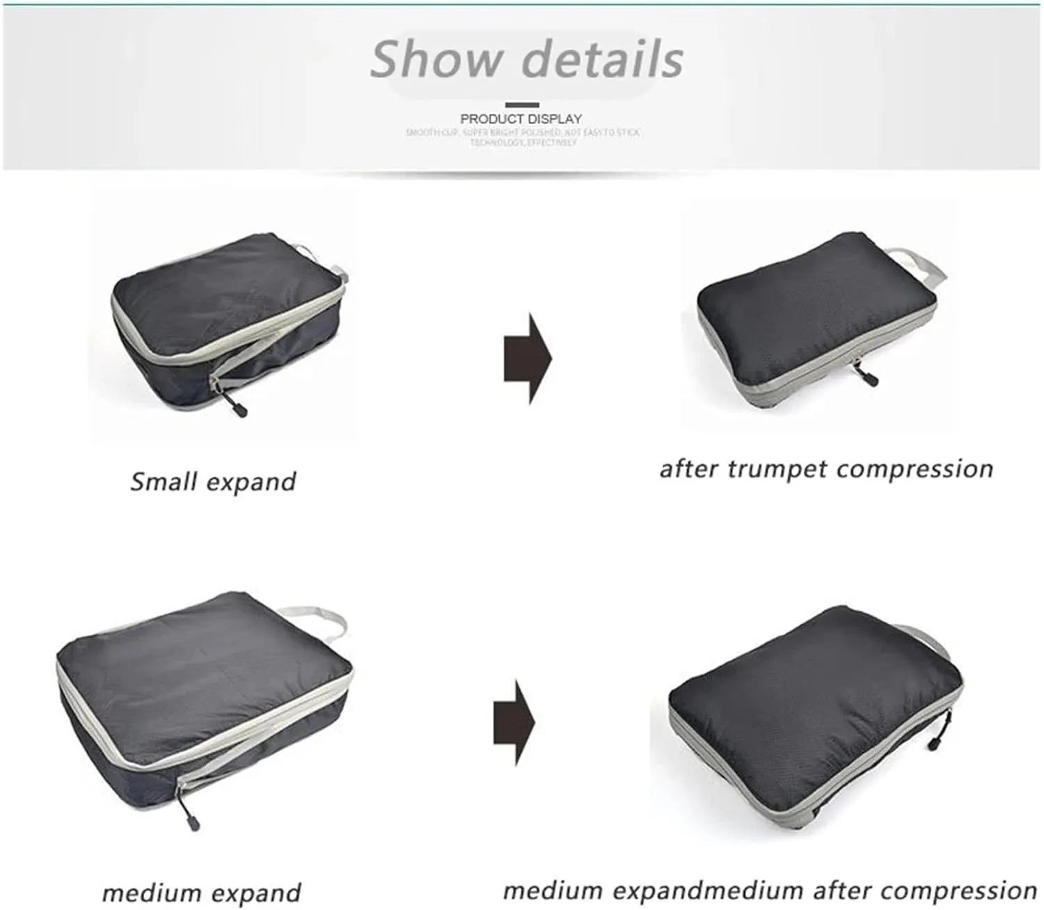 Travel Organizer Compressible Packing Box Nylon Portable Tote Bag Luggage Foldable Waterproof Suitcase Best travel must haves(Gray,3PCS Set)