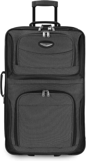 Travel Select Amsterdam Expandable Rolling Softside Luggage, Gray, Checked-Medium 25-Inch