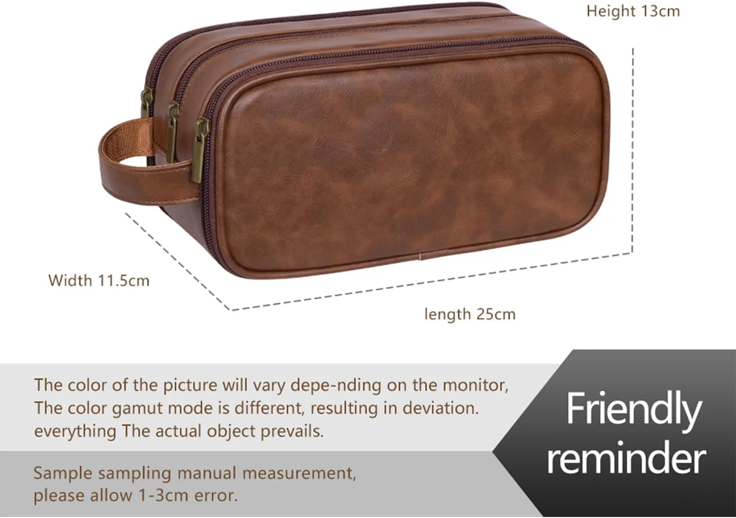 Travel Toiletry Bag for Men Personalized Leather Dopp Kit Bathroom Toiletries Organizer Cosmetic Bags with Side Handle